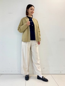 「マリン」｜「アイテム（ブルゾン）」を使った、rinoさん（レディース・164cm）の冬コーディネート