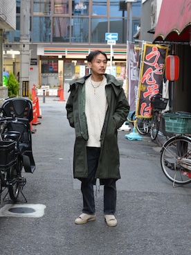 「MONKEY TIME（モンキータイム）のアイテム（モッズコート）」を使った、etsuさん（メンズ・173cm）の冬コーディネート