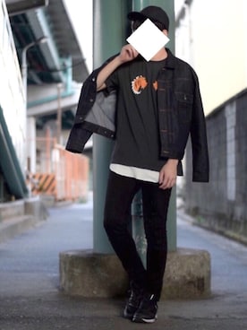 「グラニフ」｜「アイテム（デニムジャケット）」を使った、NoBさん（メンズ・176cm）の春コーディネート