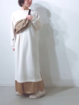 「マキシスカート」｜「アイテム（ワンピース/ドレス）」を使った、michiさん（レディース・151cm）の冬コーディネート