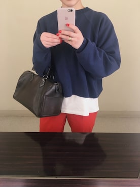 「HANES（ヘインズ）のアイテム（スウェット）」を使った、𝐀𝐘𝐀𝐍𝐎さん（レディース・158cm）の春コーディネート