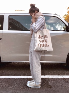 「ZARA（ザラ）のアイテム（サロペット/オーバーオール）」を使った、mi_ki_milkyさん（レディース・165cm）の秋コーディネート