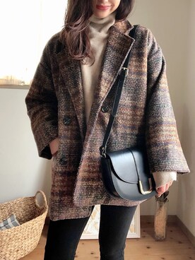 「JUNOAH（ジュノア）のアイテム（ダウンジャケット/コート）」を使った、mi_ki_milkyさん（レディース・165cm）の冬コーディネート