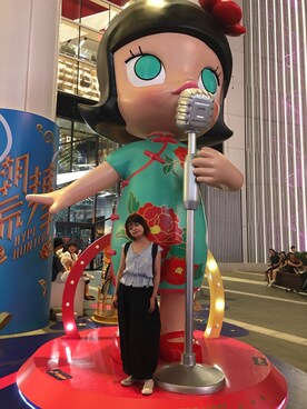 「chico_（チコ）のアイテム（Tシャツ/カットソー、ブルー系）」を使った、ananさん（レディース・159cm）の夏コーディネート