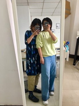 「marimekko（マリメッコ）のアイテム（ワンピース、ブルー系）」を使った、ananさん（レディース・159cm）の秋コーディネート