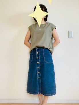「アイテム（デニムスカート）」を使った、komameさん（レディース・150cm）の夏コーディネート