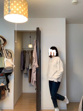 「ZOZO（ゾゾ）のスリムテーパードデニムパンツ［WOMEN］（デニムパンツ）」を使った、komameさん（レディース・150cm）の春コーディネート