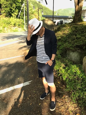 「アイテム（スリッポン、その他）」を使った、TATSUさん（メンズ・173cm）の夏コーディネート