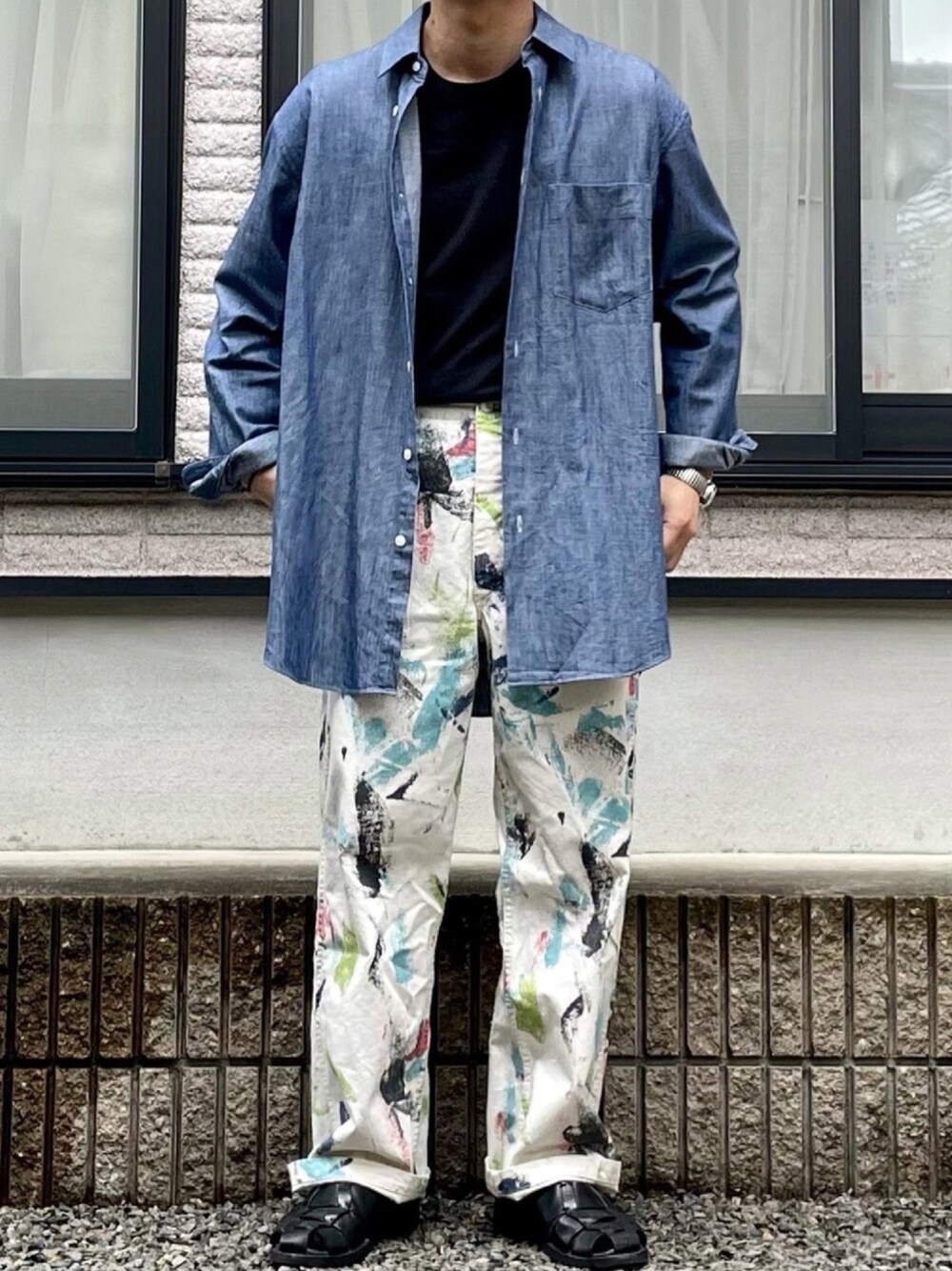 orSlow / ペイントプリント サマー ワイド ファティーグパンツ L 3 orSlow(オアスロウ)の「orSlow / ペイントプリント サマー