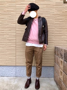 「UNIQLO U」｜「アイテム（ノーカラージャケット）」を使った、Nickさん（メンズ・176cm）の春コーディネート
