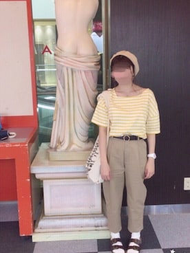 「おちびさん」｜「アイテム（アナログ腕時計）」を使った、おかゆちゃんさん（レディース・151cm）の夏コーディネート