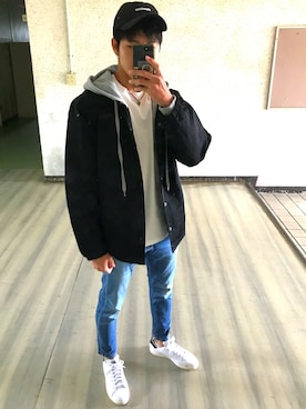 「NO ID.（ノーアイディ）のアイテム（その他アウター）」を使った、わたさんさん（メンズ・175cm）の秋コーディネート