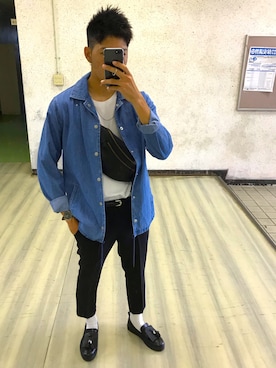「白靴下」｜「アイテム（ローファー）」を使った、わたさんさん（メンズ・175cm）の秋コーディネート