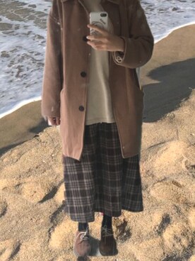 「暖色」｜_右进さん（レディース・160cm）の秋コーディネート