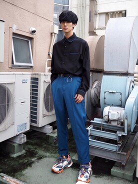 「Figments（フィグメンツ）のアイテム（スラックス）」を使った、Figments_officialさん（メンズ・180cm）の冬コーディネート