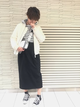 「niko and...（ニコアンド）のアイテム（MA-1）」を使った、せんぱいさん（レディース・163cm）の春コーディネート