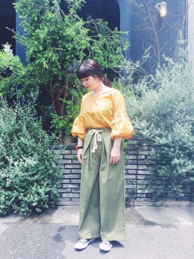 「バルーンスリーブ」｜minimaさん（レディース・155cm）の夏コーディネート