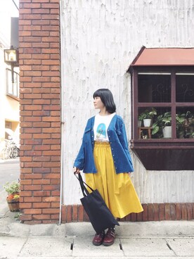 「Gジャン」｜「アイテム（ノーカラージャケット）」を使った、minimaさん（レディース・160cm）の春コーディネート