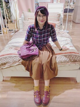 「COACH」｜「アイテム（ハンチング/ベレー帽）」を使った、Yuさん（レディース・154cm）の秋コーディネート