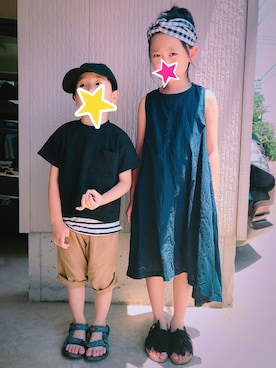 「allolun.（オールオルン）のアイテム（ワンピース/ドレス）」を使った、…Rii&KaP…さん（キッズ・125cm）の夏コーディネート