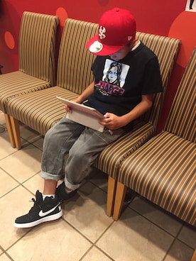 「Smoothy（スムージー）のアイテム（キャップ）」を使った、megjiiさん（キッズ・137cm）の夏コーディネート