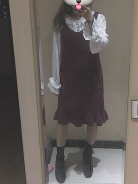 「毛衣」｜「アイテム（ワンピース/ドレス）」を使った、LiLi李公子さん（レディース・161cm）の秋コーディネート
