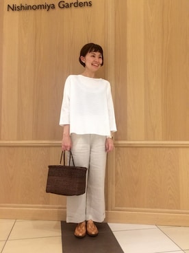 「CHAMULA（チャムラ）のアイテム（スリッポン）」を使った、コジマさん（レディース・155cm）の春コーディネート
