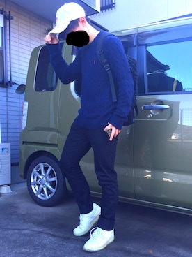 「Rodeo Crowns（ロデオクラウンズ）のアイテム（帽子）」を使った、TETさん（メンズ・173cm）の冬コーディネート