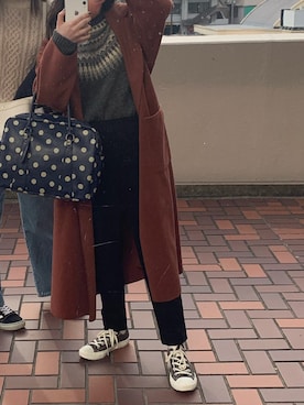 「アイテム（トレンチコート、オレンジ系）」を使った、shihoさん（レディース・155cm）の冬コーディネート