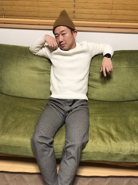 「Eddie Bauer（エディーバウアー）のアイテム（ニット/セーター）」を使った、サツマハヤトさん（メンズ・165cm）の冬コーディネート