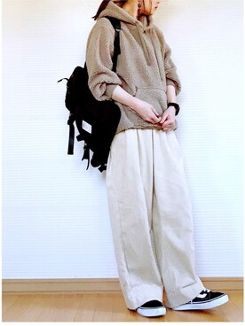「オフホワイト」｜「アイテム（アナログ腕時計）」を使った、sweet_candyさん（レディース・156cm）の冬コーディネート