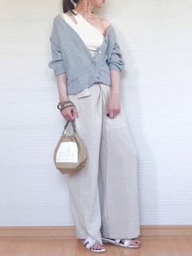 「Re:EDIT（リエディ）のリネンブレンドカシュクールパンツ（その他パンツ）」を使った、sc___dyさん（レディース・155cm）の夏コーディネート