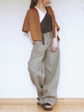 「LOWRYS FARM（ローリーズファーム）のショートＣＰＯシャツ　841006（シャツ/ブラウス）」を使った、sweet_candyさん（レディース・156cm）の夏コーディネート