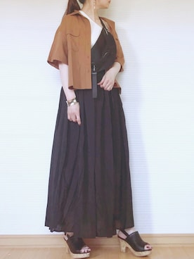 「LOWRYS FARM（ローリーズファーム）のショートＣＰＯシャツ　841006（シャツ/ブラウス）」を使った、sweet_candyさん（レディース・156cm）の夏コーディネート