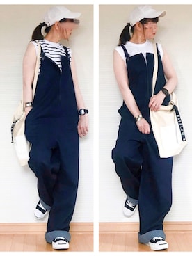 「ジャックパーセル」｜「アイテム（サロペット/オーバーオール）」を使った、sweet_candyさん（レディース・156cm）の夏コーディネート