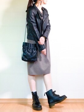 「NOLLEY'S」｜「アイテム（ライダースジャケット）」を使った、sweet_candyさん（レディース・156cm）の秋コーディネート