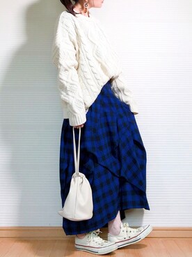 「GRL（グレイル）のケーブル編みニットトップス（ニット/セーター）」を使った、sc___dyさん（レディース・156cm）の秋コーディネート