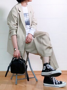 「petitcro（プティクロ）のpetitcro  ワイドバングル PCKB1901001（バングル/リストバンド）」を使った、sc___dyさん（レディース・156cm）の春コーディネート