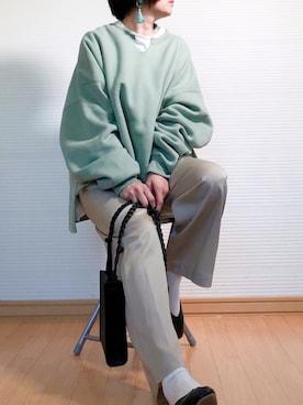 「SENSE OF PLACE by URBAN RESEARCH（センスオブプレイスバイアーバンリサーチ）のスクエアトウセンターシームフラットシューズ（パンプス）」を使った、sc___dyさん（レディース・156cm）の春コーディネート