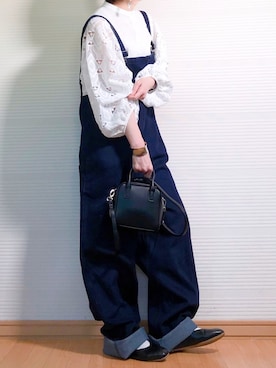 「バルーンスリーブ」｜「アイテム（オールインワン・サロペット）」を使った、sweet_candyさん（レディース・156cm）の春コーディネート