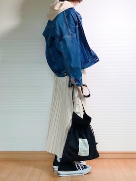 「MAYSON GREY（メイソングレイ）の【socolla】バックプリーツワンピース（ワンピース）」を使った、sc___dyさん（レディース・156cm）の春コーディネート