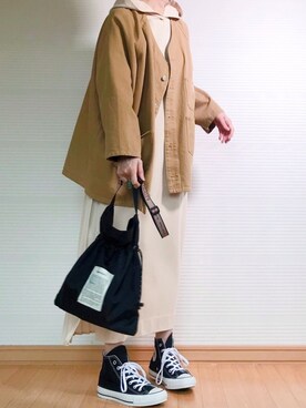 「MAYSON GREY（メイソングレイ）の【socolla】バックプリーツワンピース（ワンピース）」を使った、sc___dyさん（レディース・156cm）の夏コーディネート