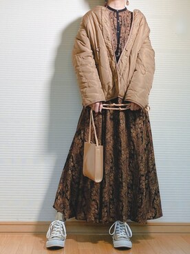 「Auntie Rosa Holiday（アンティローザホリデー）のアイテム（ブルゾン）」を使った、sc___dyさん（レディース・156cm）の冬コーディネート