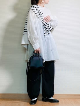 「SENSE OF PLACE by URBAN RESEARCH（センスオブプレイスバイアーバンリサーチ）のスクエアトウセンターシームフラットシューズ（パンプス）」を使った、sc___dyさん（レディース・156cm）の春コーディネート