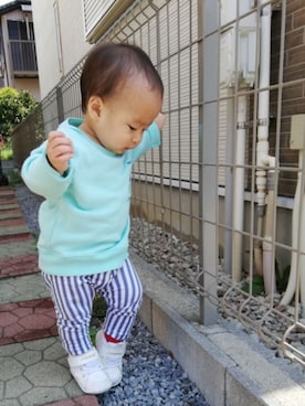 「アイテム（スウェット）」を使った、yutan さん（キッズ・80cm）の春コーディネート