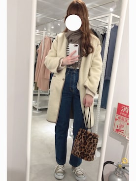 「SEVENDAYS=SUNDAY（セブンデイズサンデイ）のアイテム（ムートンコート）」を使った、na .‧✩͓̊さん（レディース・163cm）の冬コーディネート