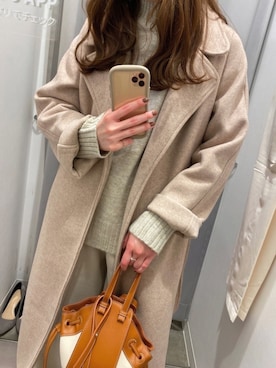 「ベージュコート」｜「アイテム（チェスターコート）」を使った、na .‧✩͓̊さん（レディース・163cm）の冬コーディネート
