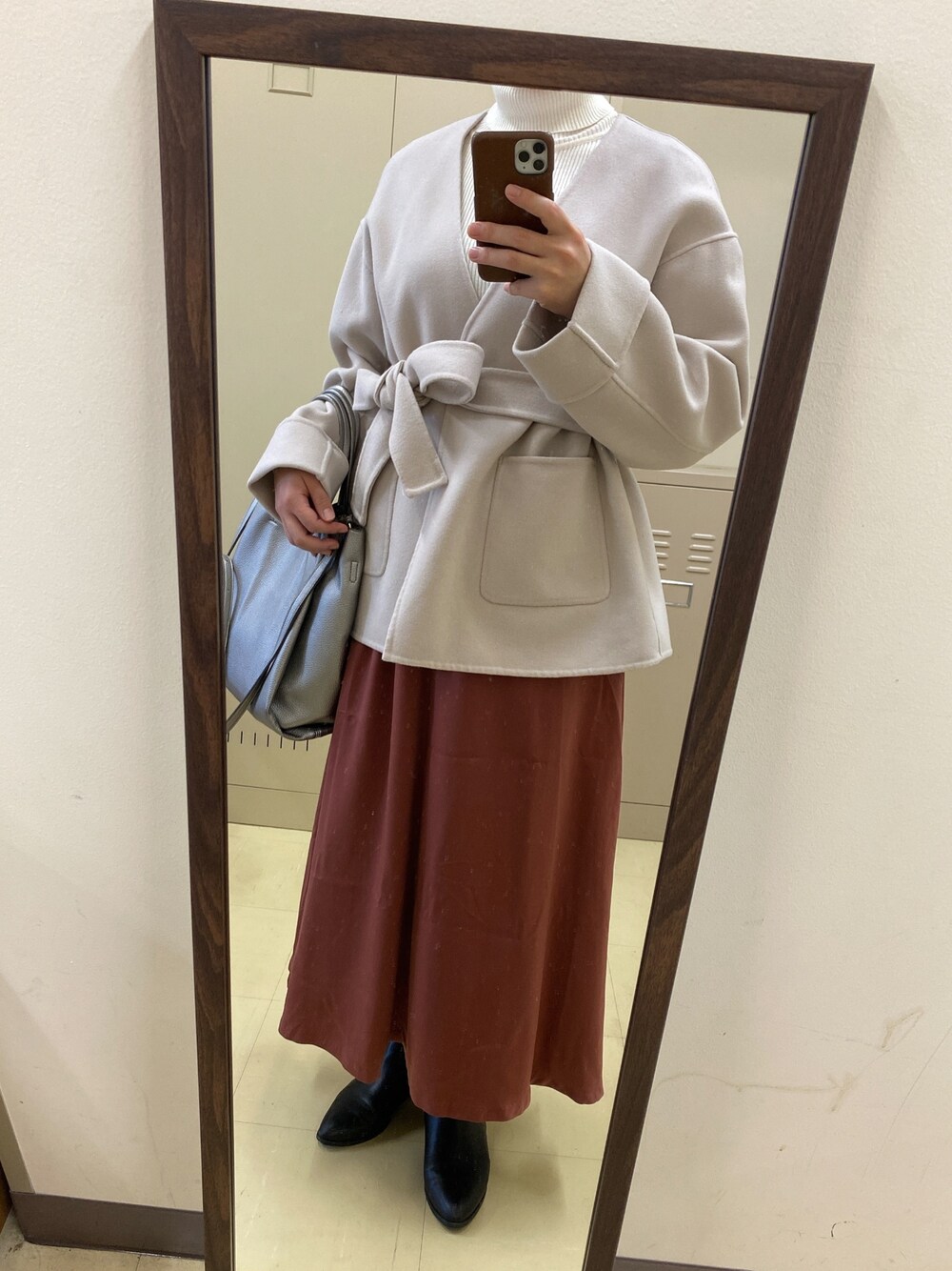 「Cheekのアイテム（ジャケット/アウター、ベージュ系）」を使った、Kanaさん（レディース・156cm）の秋コーディネートの1枚目の写真