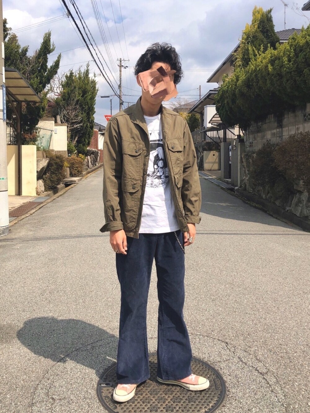 「パステル映える春、休日スタイル、春コーデ、シンプルコーデ、今日のコーデ、ootd、コンバース、converse、sassafras、LEE」｜「SASSAFRASのアイテム（ジャケット/アウター、グリーン系）」を使った、ヒロさん（メンズ・173cm）の春コーディネートの1枚目の写真