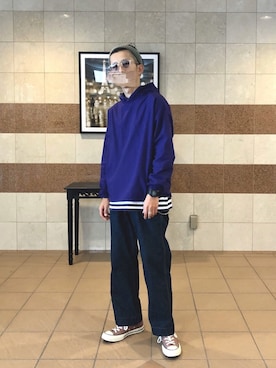 「アイテム（サングラス、ホワイト系）」を使った、ヒロさん（メンズ・173cm）の春コーディネート